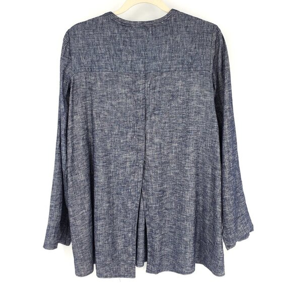 Theory Ofeliah Tierra Wash Pleated Tunic Top Blue Linen Blend Small - Picture 6 of 10